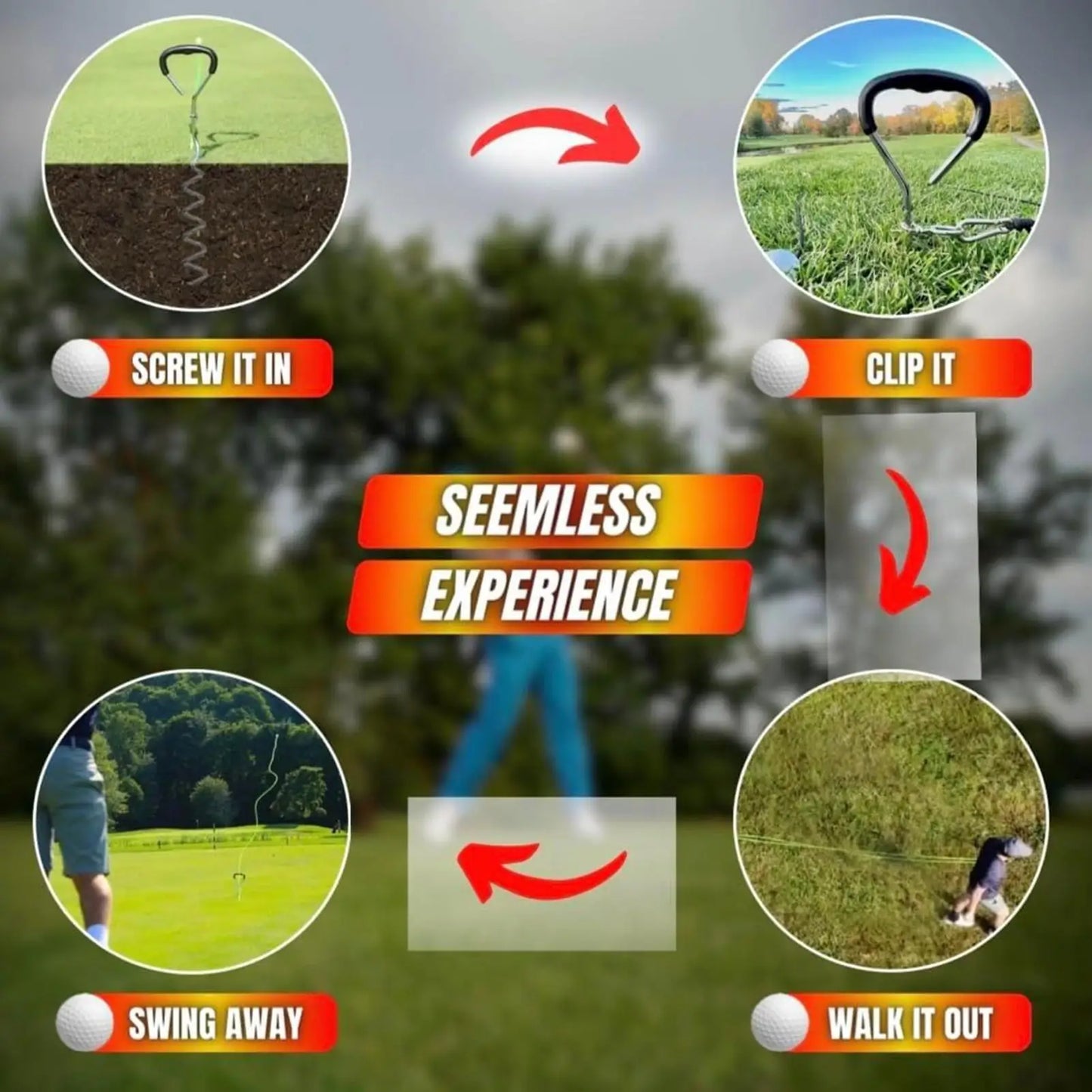 Swing Away - Golf Swing Trainer Ball with 50ft Return Rope